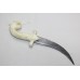 Tiger Dagger Knife Damascus Steel Blade Silver Wire Work Natural Bone Handle B78